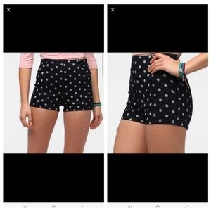 Kimchi Blue navy polka dot shorts.